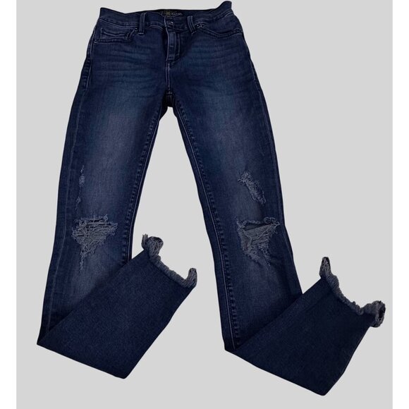 Lucky Brand Womens Distressed Jeans 00/24 Dark Wash Frayed Hem Brooke Legging - Picture 1 of 10